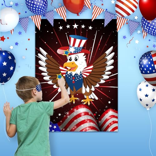 4th of July Patriotic Party Game for Kid Pin The Tail on The Eagle