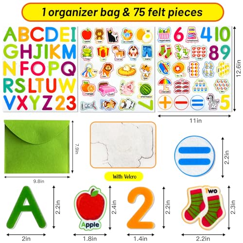 Felt Learning Letters Numbers Pieces (75 Count)