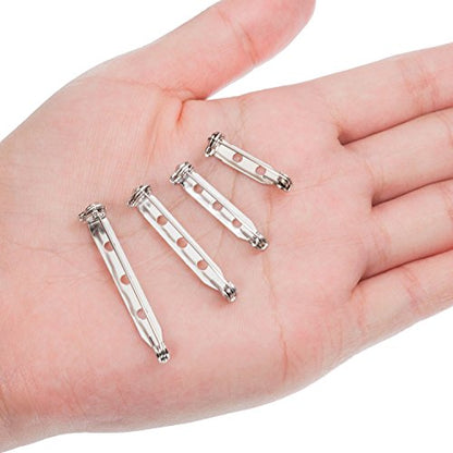 100 Pieces Brooch Pin Backs Bar Pins Backs for Crafts Safety Clasp with Plastic Box (100 Count)