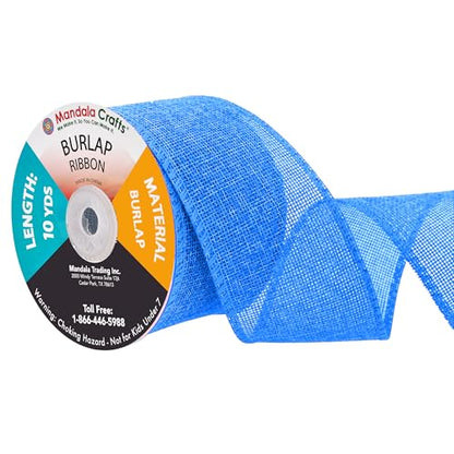 2 1 2 Inch Wide Sky Blue Burlap Ribbon for Crafts (60 Foot)
