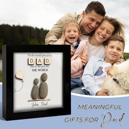 Personalized Dad Pebble Art Frame with Ornament
