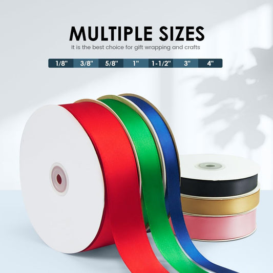 3/8" Wide x 100 Yards Single Face Polyester Satin Ribbon, Satin Ribbon for Crafts, Gift, Hair Bows, Wedding Party Decoration, Bow Making & Other Projects (Navy Blue) - Crafty Corner