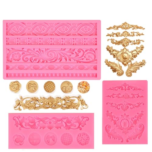 Baroque Scroll Fondant Silicone Molds (3 Count)