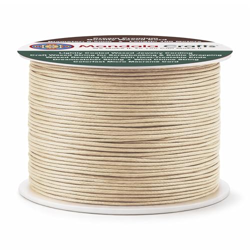 0.5mm Cream Cotton Waxed Cord for Jewelry Making (327 Foot)