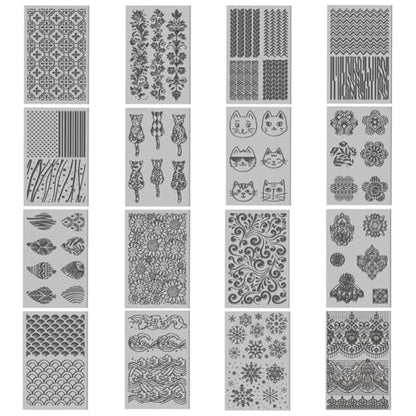 16 Sheets Artistic Mandala Clay Texture Mat Baroque Pattern Polymer Clay Texture Sheets DIY Tools for Pottery Earring Jewelry Making Stamp Engraving Machines
