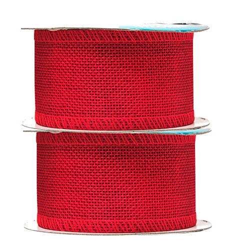 2 Inch Wide Red Burlap Ribbon for Crafts (60 Foot)