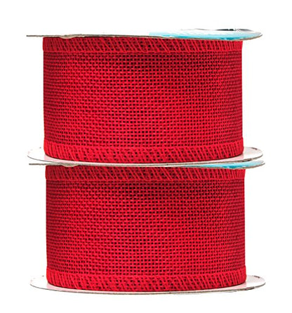 2 Inch Wide Red Burlap Ribbon for Crafts (60 Foot)