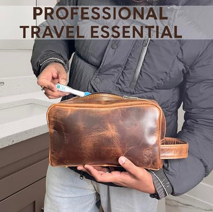 Leather Travel Toiletry Bag for Men