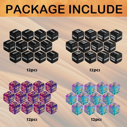 48 Pieces Keywords MTG Dice Counters Plus 1 Life Counter Dice Abilities Creature Stats Buff Tokens Dice Set for Magic The Gathering (48 Count)