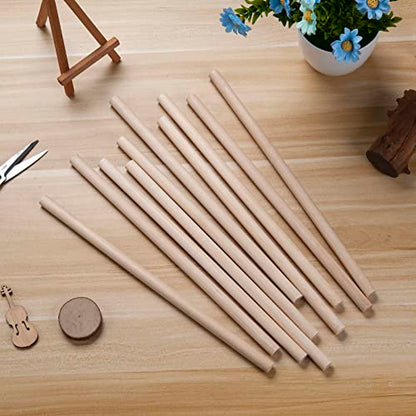 1 2 x 15 Wooden Dowels Wooden Sticks for Crafts (10 Count)