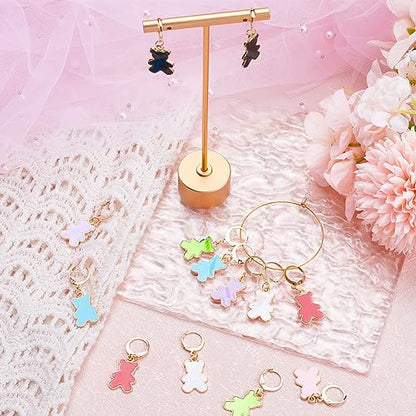 1 Box 14pcs Crochet Stitch Marker Stitch Markers Knitting Bear Stitch Marker Charms Animals Leverback Enmamel Cute Stitch Marker for Knitting Weaving Sewing Needleworks DIY Craft Supplies