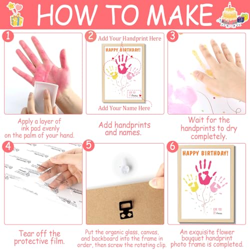 Birthday Handprint Balloon Art Craft DIY Kit Happy Birthday Gifts Children Adults Handprint Keepsake for Mom Father Friend Grandparent Birthdays Gift Christmas