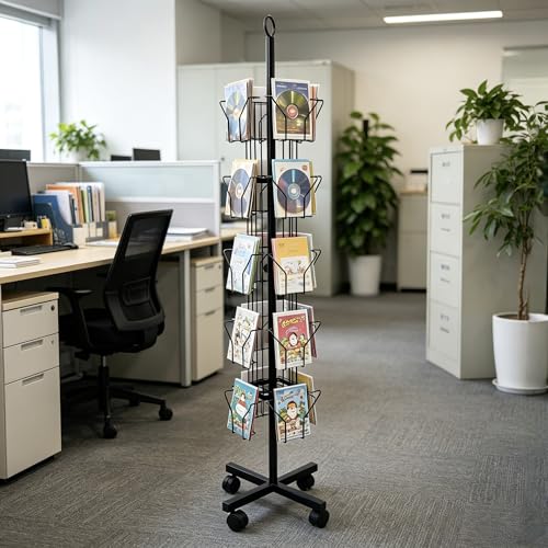 Black Greeting Card Display Rack Rotating Flyer Stand