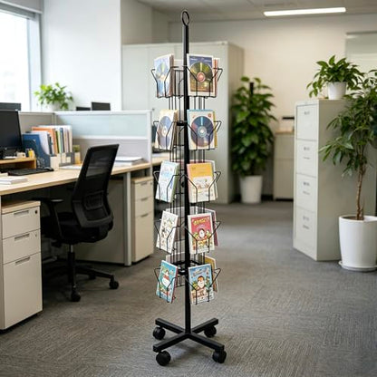 Black Greeting Card Display Rack Rotating Flyer Stand