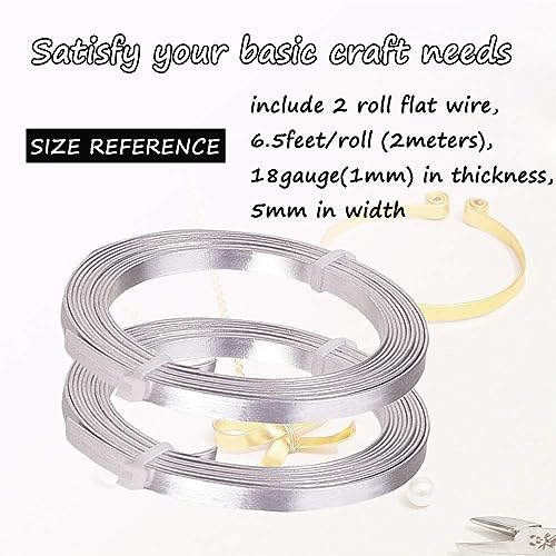 Flat Aluminum Wire Bendable Flat Wire for Crafts 5mm Metal Strips for DIY Jewelry Making Bezel Sculpting Armature 18Gauge 6.5Feet