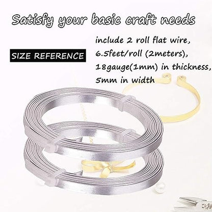 Flat Aluminum Wire Bendable Flat Wire for Crafts 5mm Metal Strips for DIY Jewelry Making Bezel Sculpting Armature 18Gauge 6.5Feet