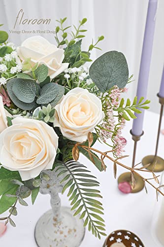Artificial Flowers 20pcs Real Looking Cream High (20 Count)