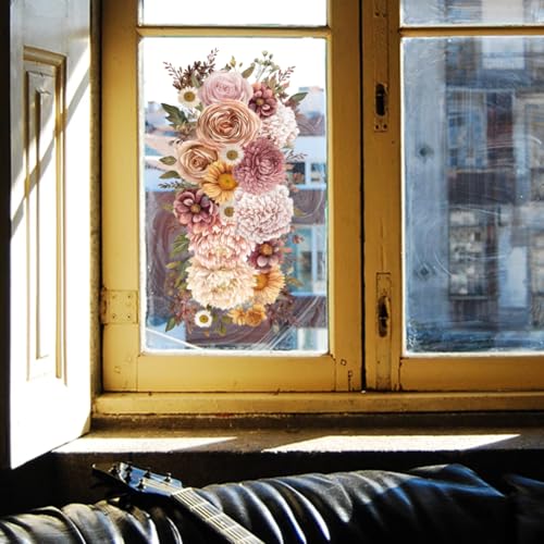 4 Sheets Pink Vintage Bouquet Rub on Transfer for Furniture 11.8x5.9inch Flowers and Plants Rub on Transfer Sticker Daisy UV Self Adhesive Decals Wall Art Craft for Home Decor (4 Count)