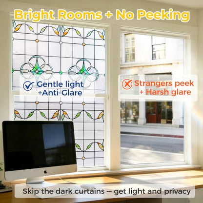 3D Stained Glass Window Privacy Film Decorative Non