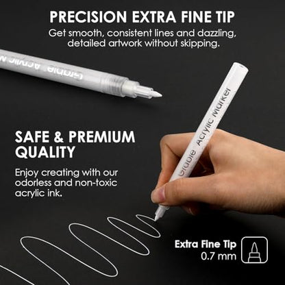 6 White Acrylic Paint Markers
