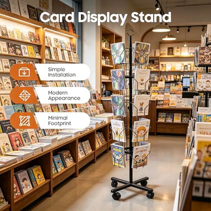 Black Greeting Card Display Rack Rotating Flyer Stand