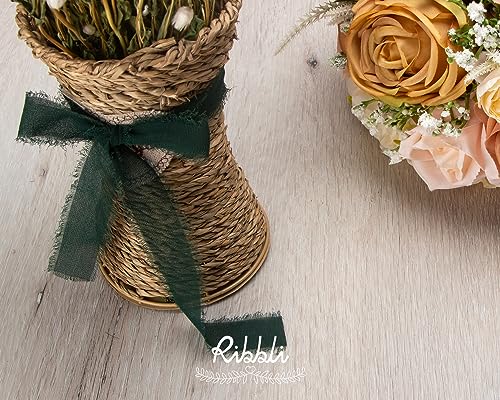 Forest Green Chiffon Ribbon 1 Inch x 20 Yard (60 Foot)