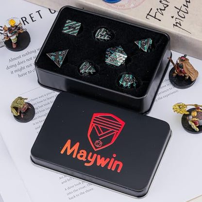 Metal Dice Set with Inlay Design