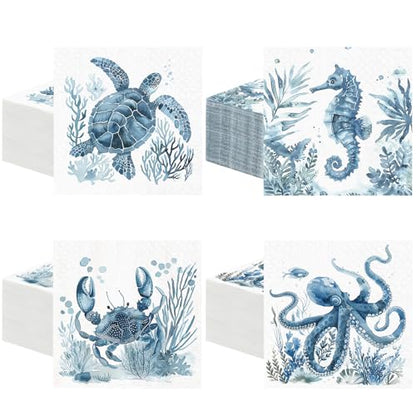 100 Pieces Summer Ocean Paper Napkins Disposable 2 (100 Count)