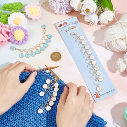 2 Pcs 0 9 Enamel Number Knitting Row Counter Chains