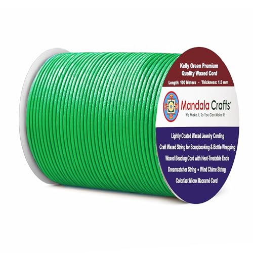 1.5mm Kelly Green Waxed Cord