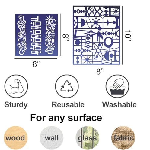 Stencils for Crafts Reusable Texture Stencils for Painting 10"x8" (15 Count)