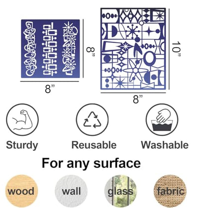 Stencils for Crafts Reusable Texture Stencils for Painting 10"x8" (15 Count)