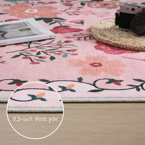 Area Rugs 8x10 Rug for Living Room Clearance Washable Boho Area Rug Non Slip Floral Vintage Low Pile Large Rug for Living Room