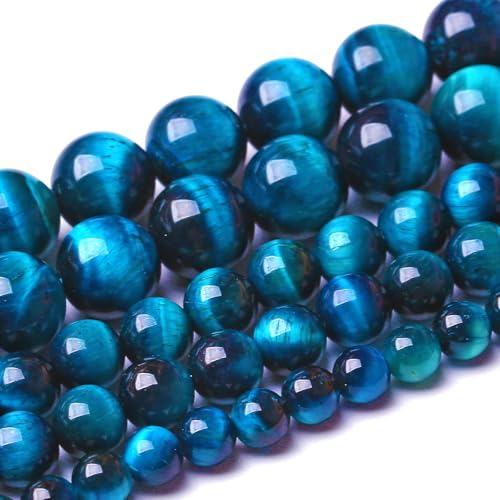 6MM 60pcs Natural Royal Blue Tiger Eye Stone Energy Healing Beads Round Loose Beads for Jewelry Making Bracelet 1 Strands 16"