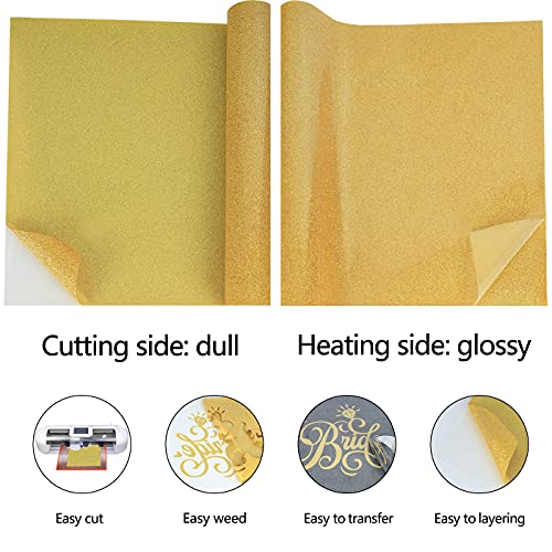 Glitter Gold Heat Transfer Vinyl HTV Rolls