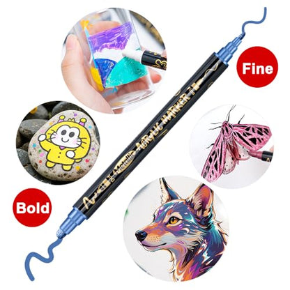 12Colors Metallic Paint Markers Bold and Fine Dual (12 Count)