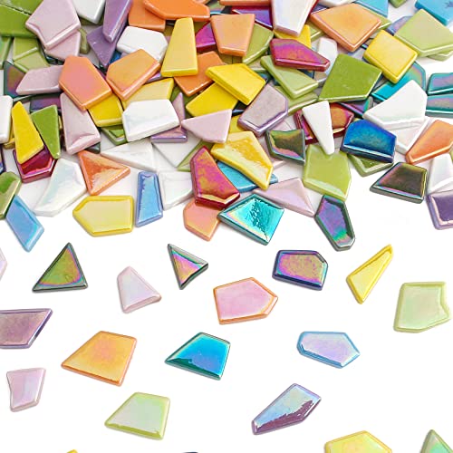 Iridescent Glass Mosaic Tiles for Crafts Bulk (7.06 Ounce)