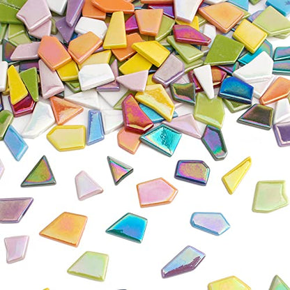 Iridescent Glass Mosaic Tiles for Crafts Bulk (7.06 Ounce)