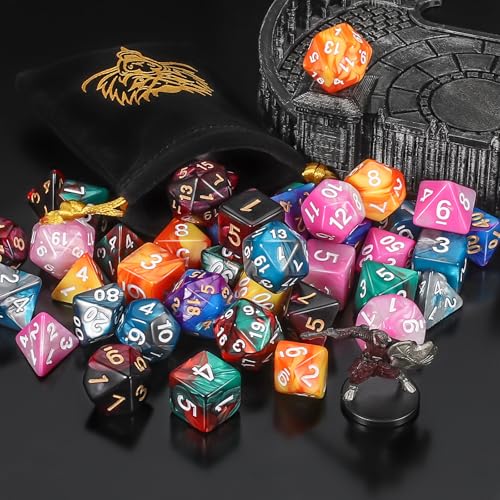 42 Pcs (6 X 7) Polyhedral Dice - 6 Sets DND Dice + 6 Drawstring Bags (42 Count)