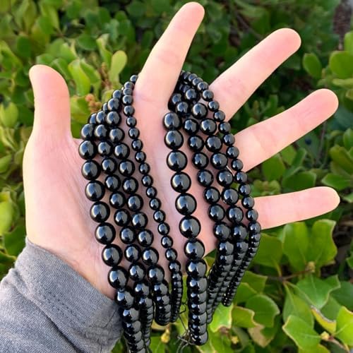 45pcs Adabele Natural Black Tourmaline Gemstone 8mm Round Beads (47 Count)