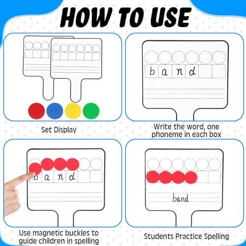 9 Pcs Magnetic Paddle Set Education Dry Erase Double Side Handheld Answer Board with Magnetic Counters Discs Phonemic Awareness Phonics Games Toy for Students Kids Teaching Supply