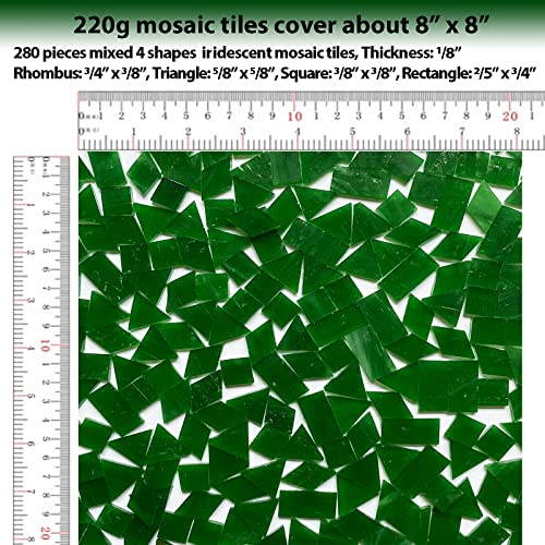 Iridescent Green Mosaic Tiles for Crafts (9 Ounce)