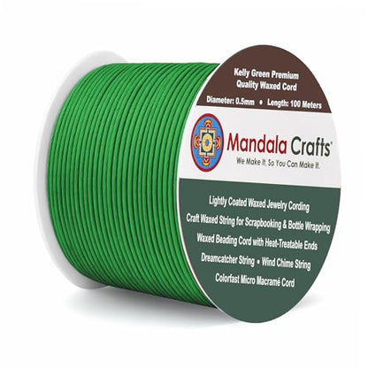 0.5mm Kelly Green Waxed Cord