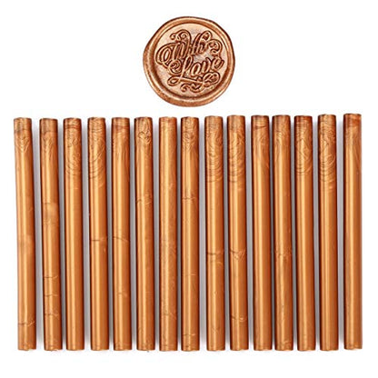 15Pcs Copper Gold Glue Gun Sealing Wax Sticks for Wax Seal Stamp (15 Count)