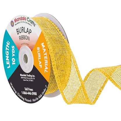 1 Inch Wide Yellow Burlap Ribbon for Crafts (120 Foot)