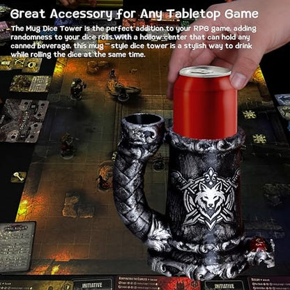 Dice Tower Mug Dice Rolling Tower with 7 PCS Dice Set