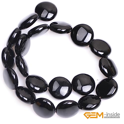 GEM Inside Natural 20mm Coin Curved Surface Black Agate Gemstone Loose Beads Energy Stone Handmade Beads for Jewelry Making Jewelry Beading Supplies for Women