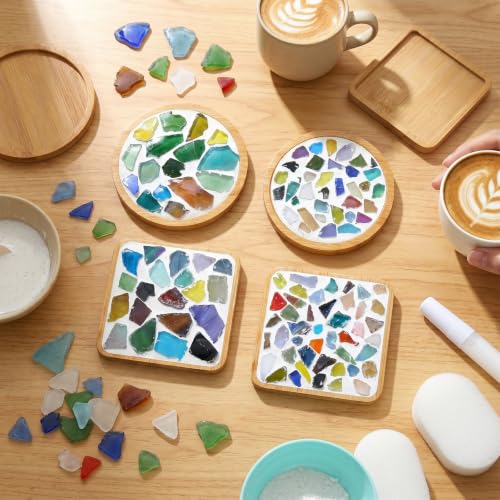 4 Sets DIY Mosaic Kits for Adults Mixed Color Mosaic Tiles for Crafts (208 Count)