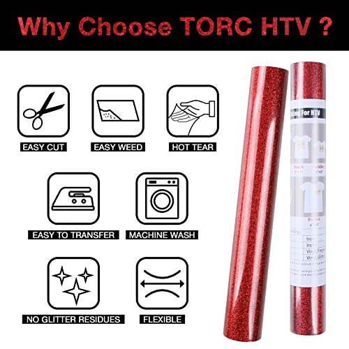 Red Glitter HTV Heat Transfer Vinyl Roll 12 inch x 5 ft Iron on Vinyl for T Shirts Crafts