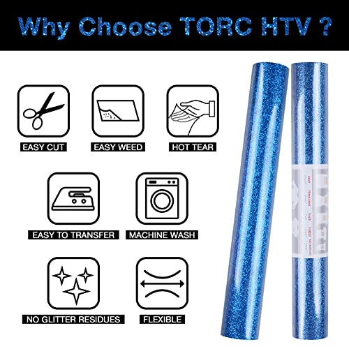 Royal Blue Glitter HTV Heat Transfer Vinyl Roll 12 inch x 5 ft Iron on Vinyl for T Shirts Crafts